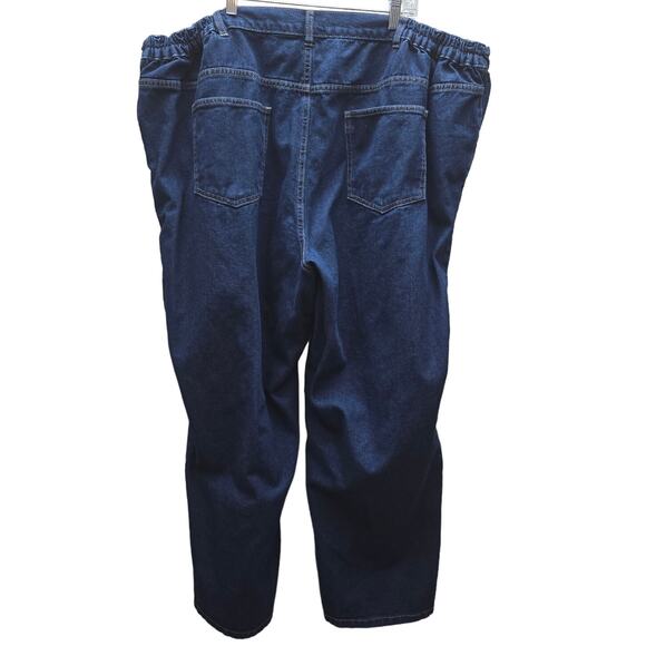 Woman Within Denim Straight Leg Jeans Elastic at Waist Dark Wash Blue Size 28W - Picture 2 of 4